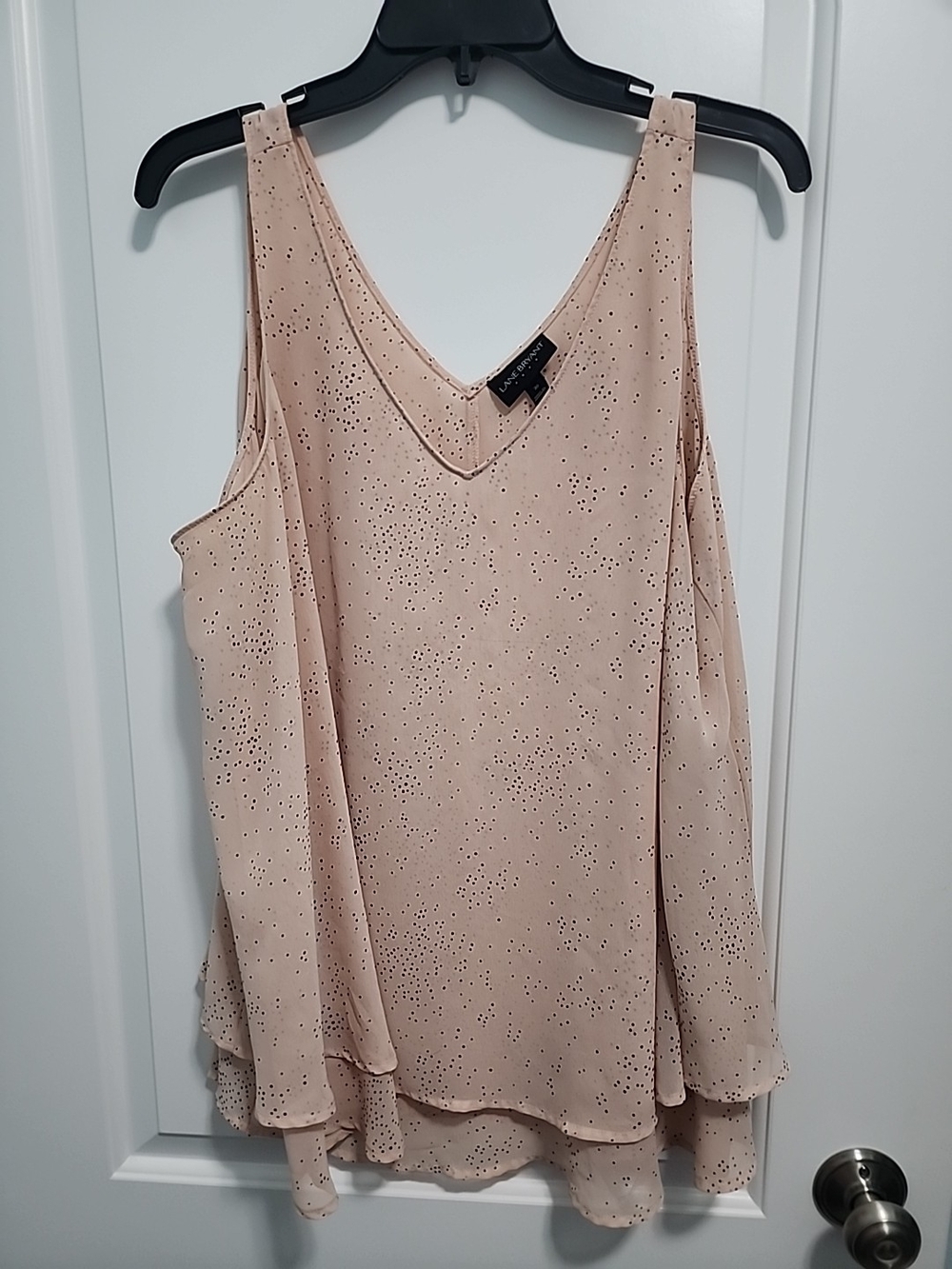 Lane Bryant Pink Polka Dot Tiered Sheer Top Size 18/20